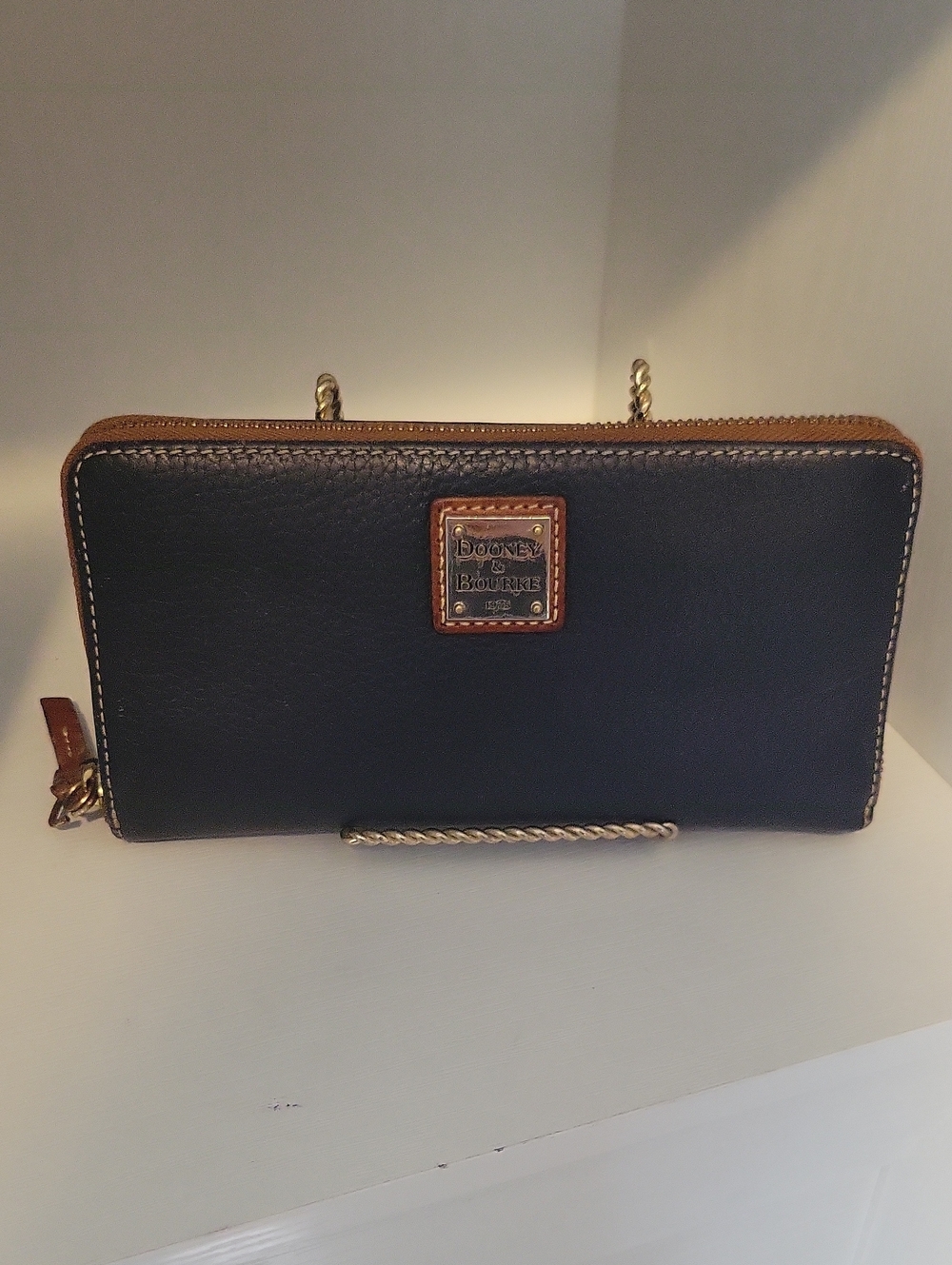 Dooney & Bourke Navy Pebbled Leather Zip Around Wallet